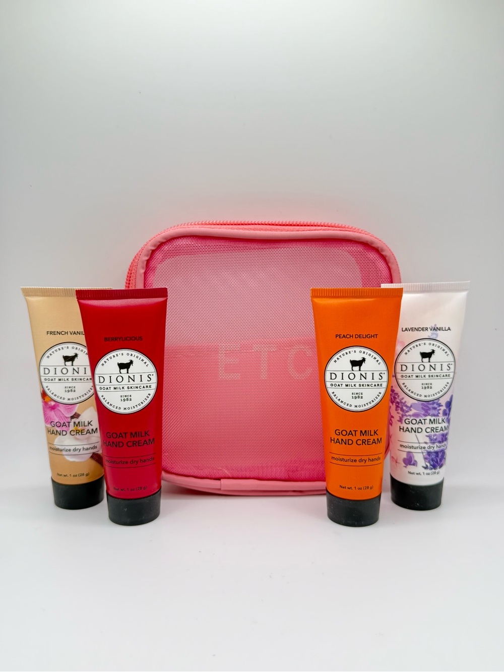 NEW Dionis Goat Milk Hand Cream Gift Set with Pink Cosmetic Bag